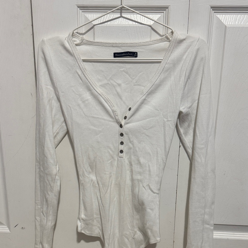 Abercrombie & Fitch Cream Long Sleeve Top